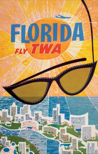 David (d?après) TWA ? Floride. Affiche. 100 x 63 cm