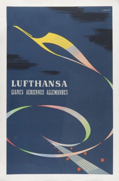 Th. Abeking (d?après) Lufthansa - Lignes Aériennes Allemandes. Affiche entoilée,...