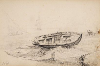 null Ensemble de neuf dessins de Ricaud, milieu du XIXème s. - Vue du port de Marseille,...