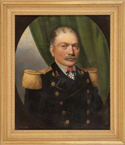 Jean Jacques CASTIN (1797-1869) Portrait d?un officier de marine français. Huile...