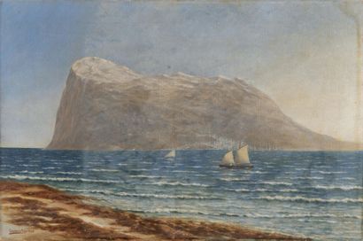 Charles LACOUR (1861-1941) Vue de Gibraltar. Huile sur toile. Signée et datée en...