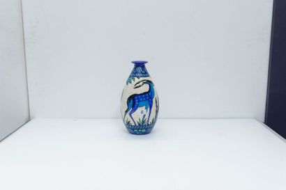 Charles CATTEAU pour Keramis Vase de forme ovoïde en céramique craquelé à décor de...
