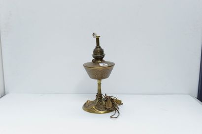 GEORGES LELEU Lampe en bronze doré