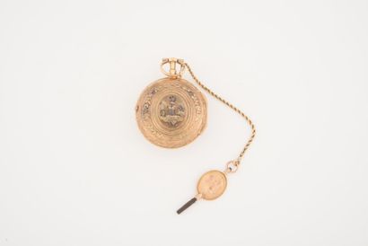 null Petite montre à verge en or signée 'Gudin à Paris', troisième quart du XVIIIe...