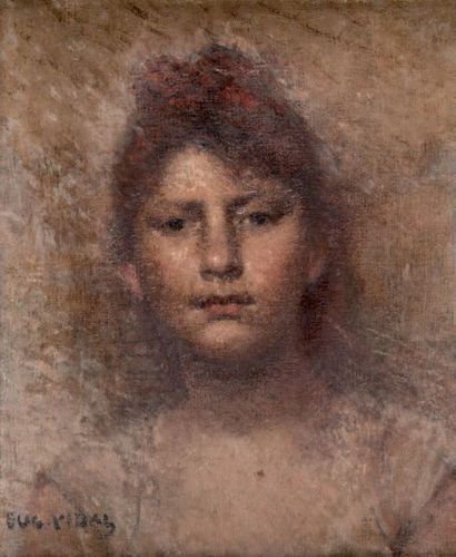 Eugène VIDAL (1850-1908) 
Portrait d'une élégante 
signé «EUG.VIDAL» (en bas à gauche)
huile...