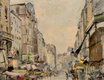 JEAN GERMAIN-JACOB (1900-1972) 
Paris, rue Lepic 
signé, daté et situé «La Rue ds...