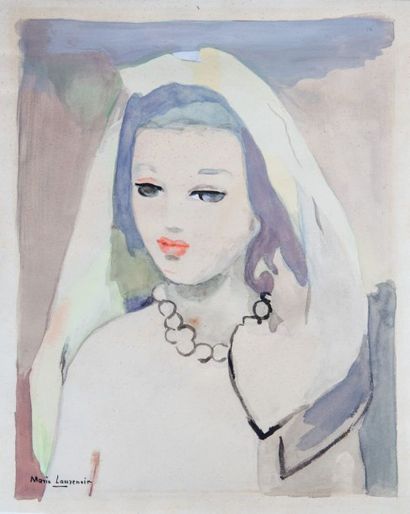 Marie LAURENCIN (1883-1956) 
Jeune femme 
signé «Marie Laurencin» (en bas à gauche)
aquarelle...