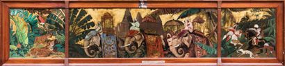 ARMAND-JOSEPH BONAMY (1885-1941) 
Procession d'éléphants pour l'intronisation du...