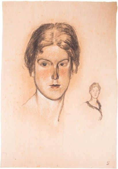 Théophile Alexandre STEINLEN (1859-1923) 
Portrait de madame Dagny Bjørnsson Langen
graphite,...