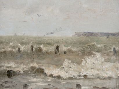 ELODIE LA VILLETTE (1848-1917) 
Effets de vagues
avec le cachet «ATELIER E. LA VILLETTE»...