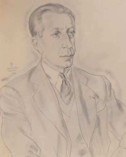 Leonard Tsuguharu FOUJITA (1886-1968) 
Portrait de Louis Alleq 
signé en japonais,...