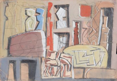 Mario Sironi (1885-1961) 
Moltiplicazione
gouache, graphite et aquarelle sur papier
22,8...