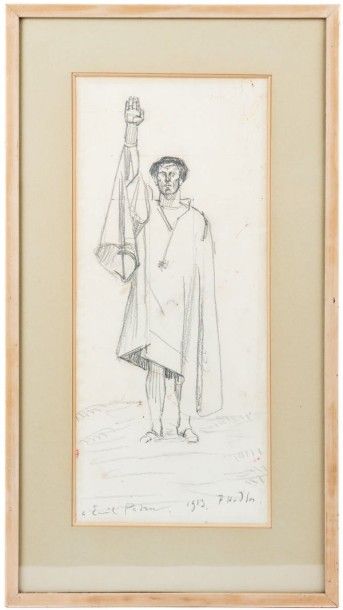 Ferdinand HODLER (1853-1918) 
Etude de citoyen pour la fresque L'Unanimité 
signé,...