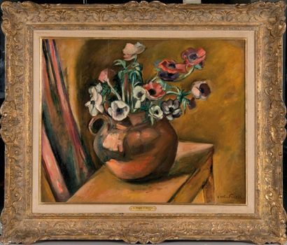 Emile Othon Friesz (1879-1949) Bouquet d'anémones. Huile sur toile. Signée en bas...