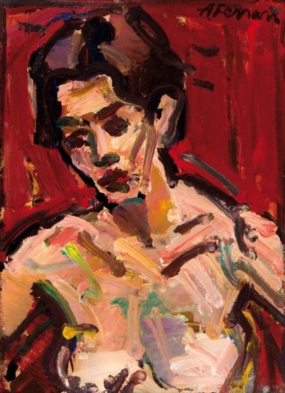 Antoine FERRARI (1910-1995) Portrait de femme. Huile sur isorel. Signée en haut à...