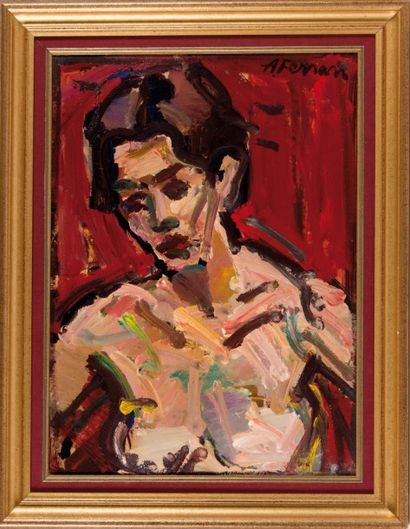 Antoine FERRARI (1910-1995) Portrait de femme. Huile sur isorel. Signée en haut à...