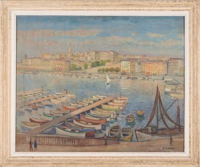 Louis AUDIBERT (1881-1983) Le port de Marseille. Huile sur toile. Signée en bas à...