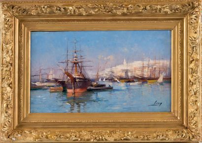Eugène GALIEN-LALOUE (1854-1941) Le port de Marseille. Huile sur toile. Signée en...