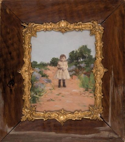 Joseph GARIBALDI (1863-1941) La petite fille de l'artiste Paulette sur le chemin....