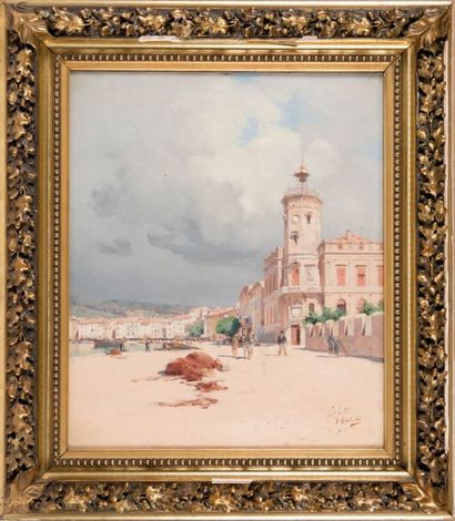 Joseph GARIBALDI (1863-1941) Le port de la Ciotat. Huile sur toile. Signée en bas...