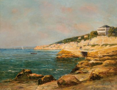 Joseph ODDE (XIX-XX) La corniche à Marseille. Huile sur toile. Signée en bas à gauche....