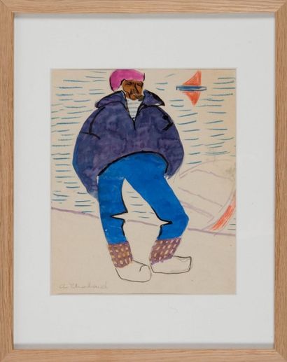 Auguste CHABAUD (1882-1955) Le marin. Circa 1902 - 1906. Gouache, aquarelle, crayon...