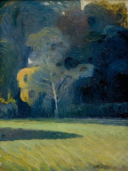 Louis Mathieu VERDILHAN (1875-1928) Sous bois. Huile sur toile. Signée en bas à droite....
