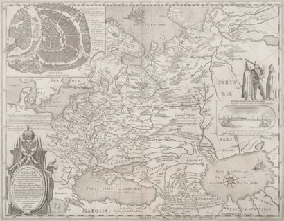 null Carte de la Russie avec un plan de Moscou et une vue d’Arkhangelsk, Tabula Russiae...