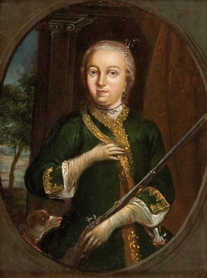 ECOLE RUSSE, MILIEU DU XVIIIE SIÈCLE Portrait de l’impératrice Elisabeth Pétrovna...