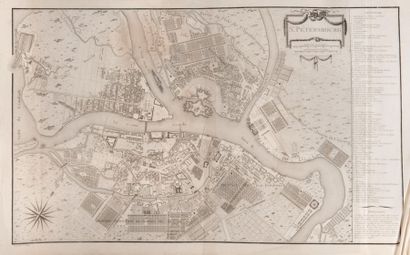 null Grand plan de Saint-Pétersbourg. Gravure de Pierre-François Tardieu (1711-1771)...