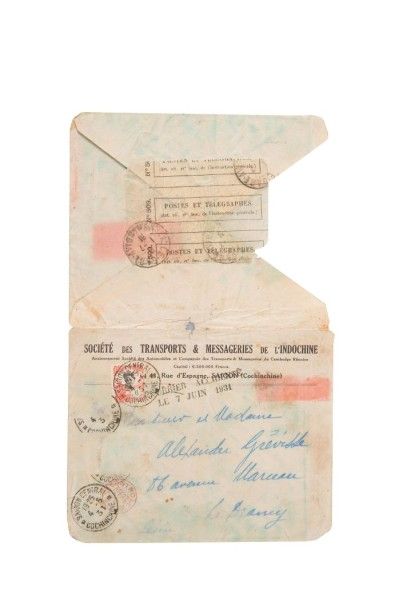 null Indochine
Timbres et lettres dont «courrier accidenté le 7 Juin 1931» et di...