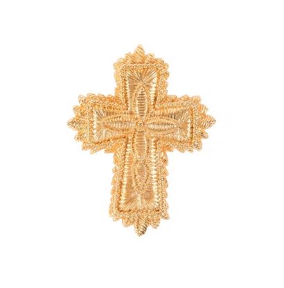 Christian LACROIX Broche croix en métal plaqué or. Bon état