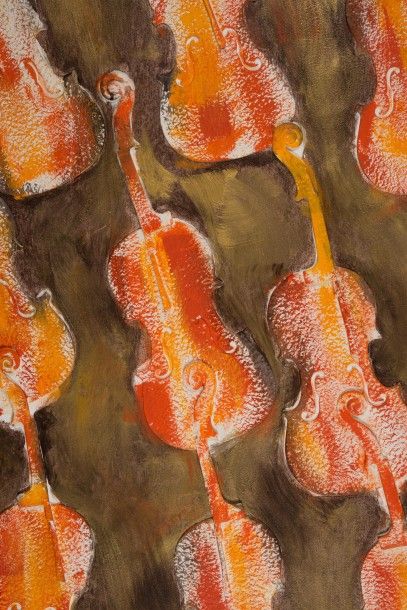 ARMAN (FRA/1928-2005) Empreintes de violons oranges

Technique mixte sur carton

150...