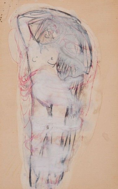 Auguste RODIN (1840-1917) 
Femme se dévêtant
gouache et encre sur papier vergé
15.7...