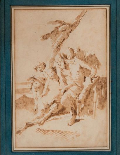Giovanni Battista TIEPOLO (Venise 1696 - Madrid 1770) 
Satyre, nymphe et amour
Plume...