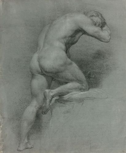 Attribué à POMPEO BATONI (1708 -1787) 
Etude de nu
Pierre noire et rehauts de blanc...
