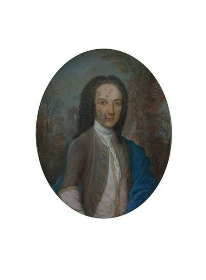 Ecole HOLLANDAISE du XVIIIème siècle 
Portrait d'un homme au gilet rose
Gouache
28...