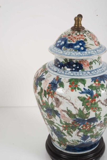 null Vase couvert en porcelaine wucai

Chine?

De forme balustre, décoré de loirs...