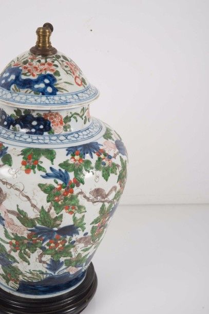 null Vase couvert en porcelaine wucai

Chine?

De forme balustre, décoré de loirs...