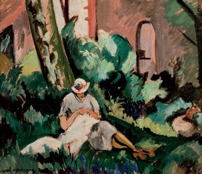 null André VERDILHAN (1881-1963)

Liseuse dans le jardin.

Huile sur toile.

Signée...