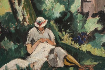 null André VERDILHAN (1881-1963)

Liseuse dans le jardin.

Huile sur toile.

Signée...