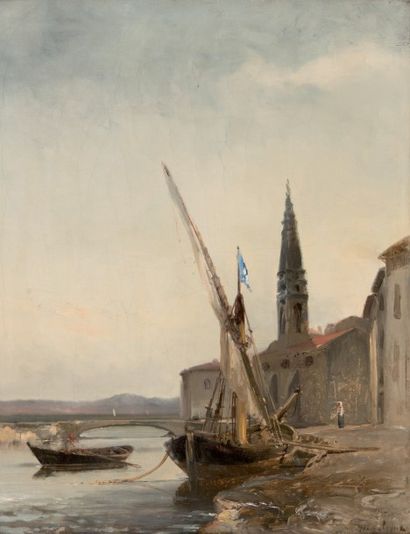  André MAGLIONE (1838-1923) 
Bateaux à quai....