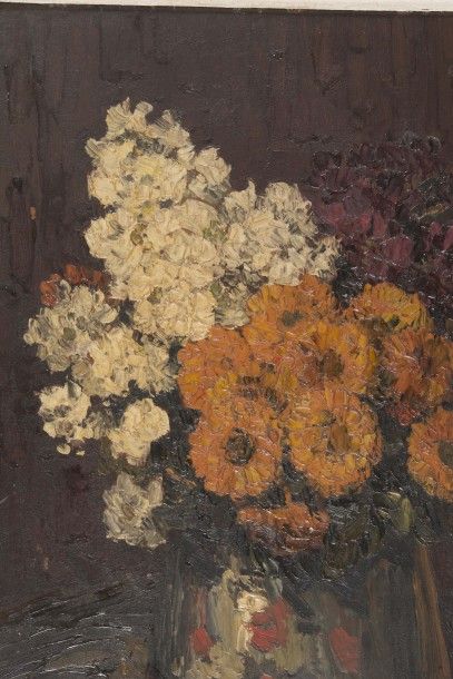 null François MAURY (1861-1933)

Nature morte aux fleurs.

Huile sur panneau.

Signée...