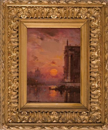 null Henri DUVIEUX (1885-1982)

Venise soleil couchant.

Huile sur toile.

Signée...