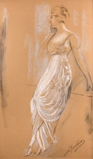null ANTONIO de LA GANDARA (Paris 1861 - 1917)

Une élégante à la robe blanche

Pastel

95...