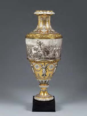 null Rare paire de grands vases fuseau à bandeau en porcelaine de Paris de la manufacture...