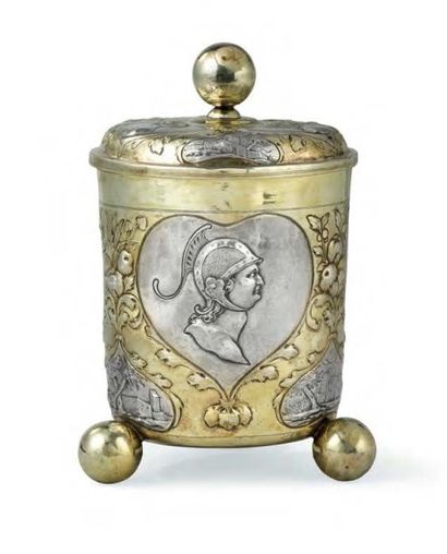 null Grand gobelet couvert en argent et vermeil, par Simon Wickert, Augsburg, 1689-1692,...