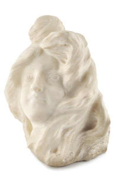 Alfredo NERI (XX) Tête de femme symboliste. Sujet en marbre blanc. Signé. H. : 33...