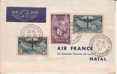 FRANCE Pli Tour du Monde Exposition 1937 avec Yvert n°321 x 2.