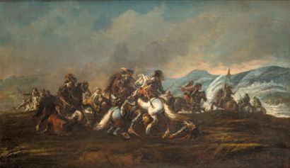 Ercole Graziani (1688-1765) attribué à La charge de cavalerie. Toile. Portant une...